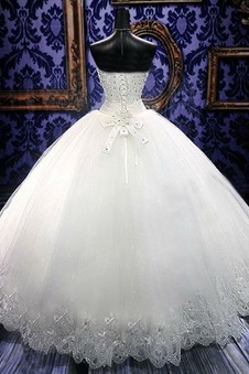 Abito da sposa Lungo Allacciato Perline Ballgown Belle Eleganti Senza Maniche