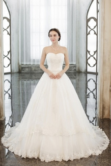 Abito da sposa Formale Naturale Tulle Bendaggio Senza Maniche Lungo