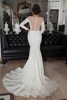 Abito da sposa Pizzo Bateau Naturale Gonna lunga Cristino Quanto