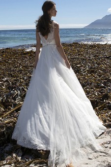 Abito da sposa Romantici Gonna lunga Spiaggia Naturale A-Line V-Scollo