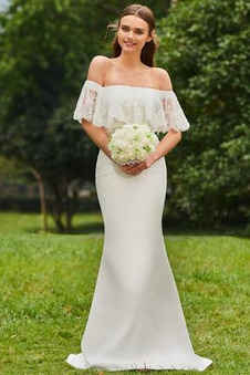 Abito da sposa Sexy Maniche Corte Cappellini Cerniera Pizzo Tubino