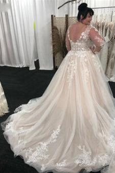 Abito da sposa All Aperto Collo drappeggiato Formale Treno di spazzata