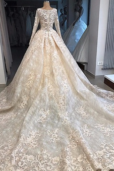 Abito da sposa Cerniera Tulle all'aperto Corpo a pera Tondo Festoni