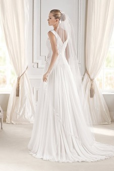 Abito da sposa inobtrusive V-Scollo Con Velo Senza schienale Primavera