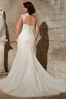 Abito da sposa Sirena Applique Chiesa Naturale Maniche Corte Pizzo francese