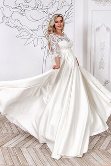 Abito da sposa Inverno Premaman Applique decorato Treno di spazzata