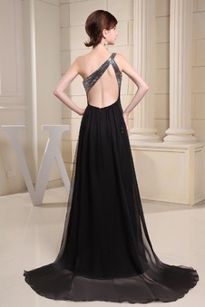 Vestito nero lungo Scollo Asimmetrico Semplici Naturale Schiena Nuda