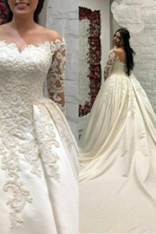 Abito da sposa Inverno Lungo Taglie Forti A-Line Corpetto ingioiellato