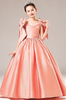 Abito cerimonia bambina Lungo Farfalla Ornamento Allacciato V-Scollo Formale