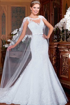 Abito da sposa Primavera Pizzo Gonna lunga T luce Senza Maniche Applique