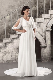 Abito da sposa all'aperto alta vita/cintola Chiffon Mezza Coperta