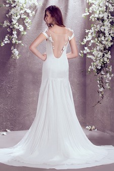 Abito da sposa Lungo foglia guaina Bateau Cappellini Maniche Corte