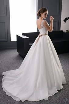 Abito da sposa Schiena Nuda a linea Formale Applique Gonna lunga Naturale