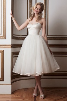 Abito da sposa Sotto Ginocchio Bottone Ball Gown Estate Raso Cuore