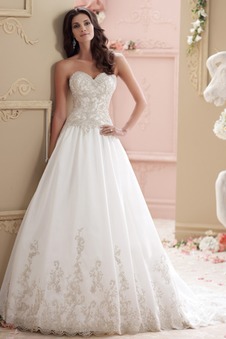 Abito da sposa Primavera Schiena Nuda Perline Lungo collo Sweetheart