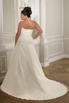 Abito da sposa Principessa Taglie Forti Inverno Organza Bassa Senza Maniche