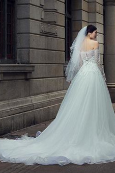 Abito da sposa Mezza Coperta Non Specificato Naturale Lungo Collare di spalla Carta