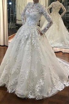 Abito da sposa Autunno Naturale Quanto in pizzo Lace Coperta Cerniera