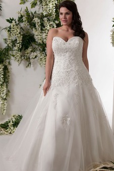 Abito da sposa Cuore Bassa Applique Senza Maniche Pizzo Bendaggio