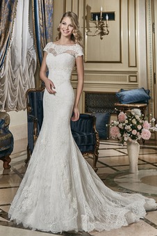 Abito da sposa Sirena Pizzo Con Giacca Naturale Allacciato Primavera