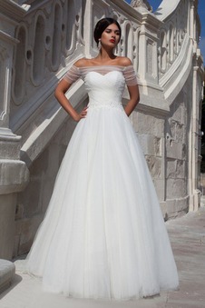 Abito da sposa Formale Quanto A-Line Allacciato Applique Tulle