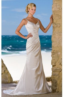 Abito da sposa Sirena Cinghia Gonna lunga Super Satin Senza Maniche