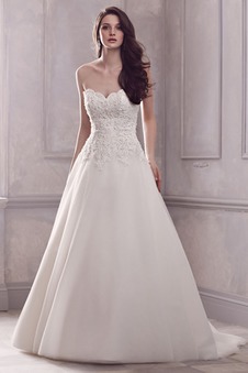 Abito da sposa Pizzo A-Line Schiena Nuda Primavera Gonna lunga Chiesa