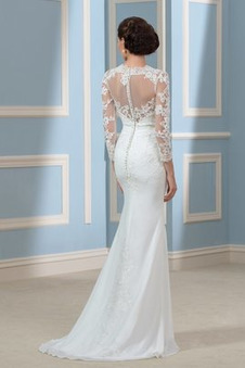 Abito da sposa Sirena V-Scollo Petite Autunno Quanto Gonna lunga