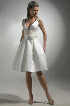 Abito da sposa Fiore Cerniera a linea Profondo V-scollo Magro V-Scollo