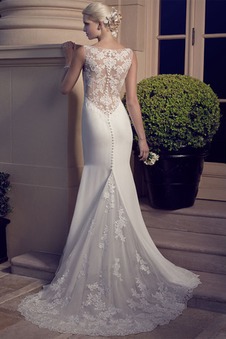 Abito da sposa Cerniera Senza Maniche eleganza V-Scollo Lungo Pizzo