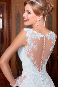 Abito da sposa Primavera Pizzo Gonna lunga T luce Senza Maniche Applique