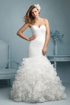 Abito da sposa Organza completo treccia Lungo Cuore Sirena