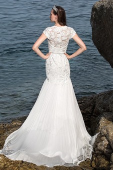 Abito da sposa Sirena Pizzo francese Estate Cintura Spiaggia Cappellini