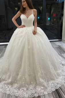 Abito da sposa Autunno Naturale Tipo standard Profondo scollo a v