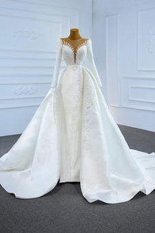 Abito da sposa Inverno Corpetto ingioiellato sirena Coda lunga decorato