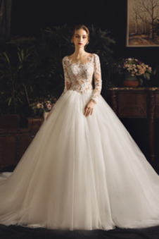 Abito da sposa Chiesa Vintage A-Line Quanto Tulle Naturale