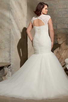 Abito da sposa Formale Tulle Cuore Maniche Corte sirena Chiesa