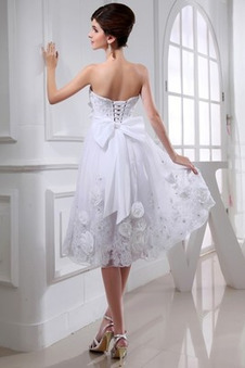 Abito da sposa A-Line Rosette Ornamento Perline completo Naturale