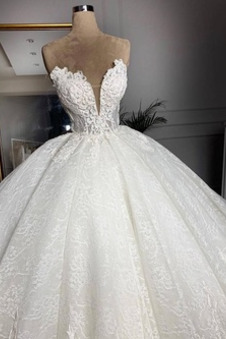 Abito da sposa Clessidra A Terra slittamento senza spalline Applique