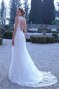 Abito da sposa Eleganti Estate Pizzo A-Line Lungo Allacciato