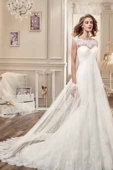 Abito da sposa Lungo Applique Senza Maniche Alta Coperta alta vita/cintola