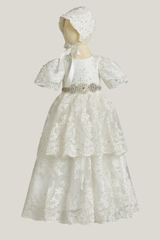 Abito cerimonia bambina Super Satin Lungo Tipo standard A-Line Pizzo Overlay