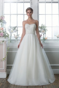 Abito da sposa a linea Senza Maniche Schiena Nuda Organza Cuore Lungo