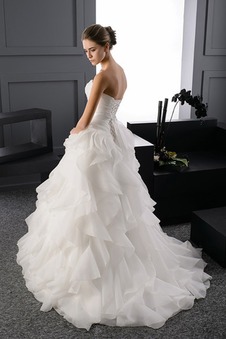 Abito da sposa Allacciato All Aperto Primavera Seghettato Organza