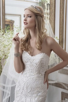 Abito da sposa Cuore Primavera Pizzo Schiena Nuda Applique Con Velo