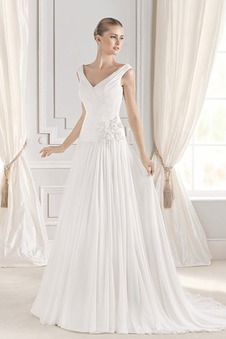 Abito da sposa inobtrusive V-Scollo Con Velo Senza schienale Primavera