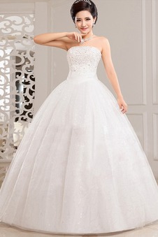 Abito da sposa Primavera Chiesa Basque Vita senza spalline Lungo Ball Gown