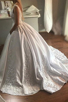 Abito da sposa A-Line V-Scollo Primavera Schiena Nuda Non Specificato