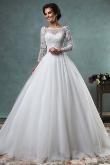 Abito da sposa Chiesa a linea Mezza Coperta Quanto Applique Gonna lunga