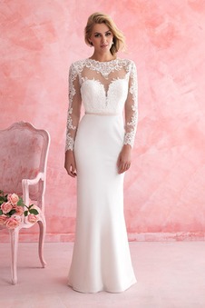 Abito da sposa moda Shiena Sheer Primavera Raso elastico Tubino Illusione maniche